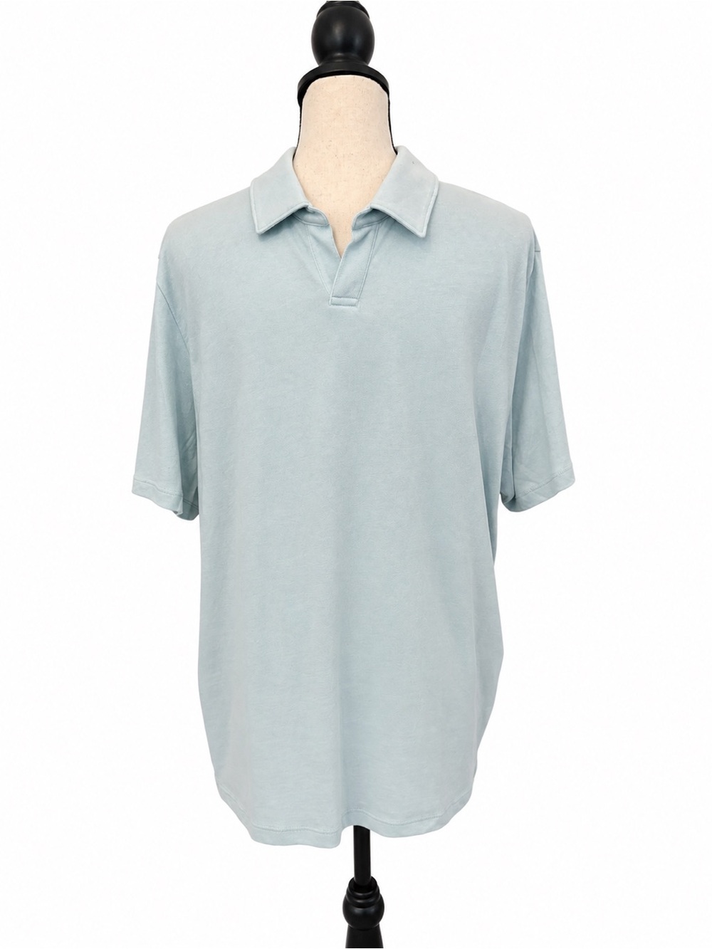 Vince Men’s Open Collar Polo Shirt Light Blue 100% Cotton Size Large NWT